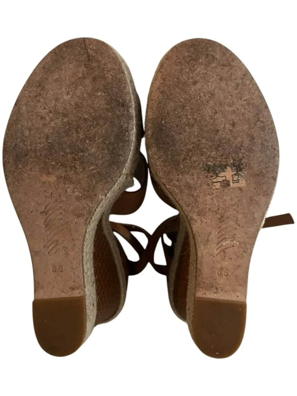 PAIGE Talia Cognac Leather Wedge Sandals Size 8.5
